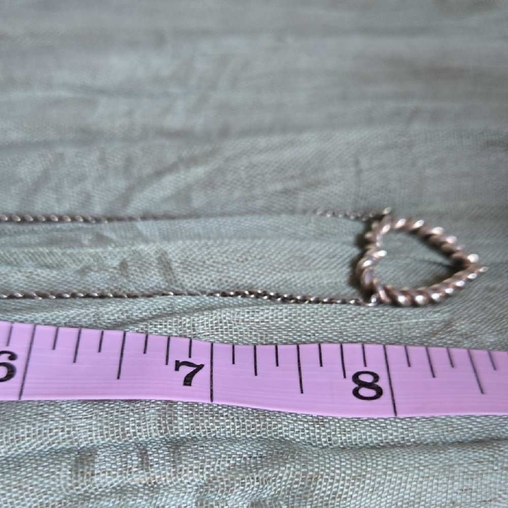 Vintage Tiffany & Co. 925 Silver Twisted Rope, Twisted Heart Necklace - Picture 3 of 15